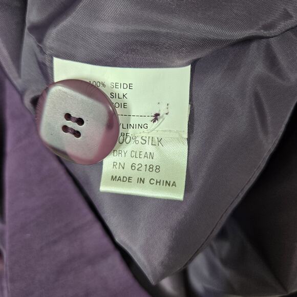 Linea Milano Pure Silk Jacket Blazer sz 12 US Purple Pockets Double Breasted - Picture 15 of 16